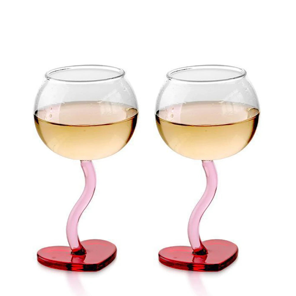 1PC Heart Shaped Wine Glass Goblet High Borosilicate Glass for Wedding Birthday Anniversary Valentine's Day Gift Zpaxo