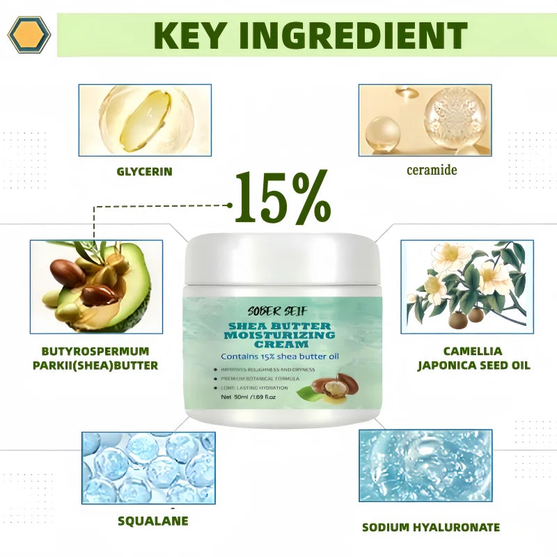 Shea Butter Hyaluronic Acid Multi‑Effect Face Cream 50ml Hydrating Firming Soothing Daily Skin Care Cream Zpaxo