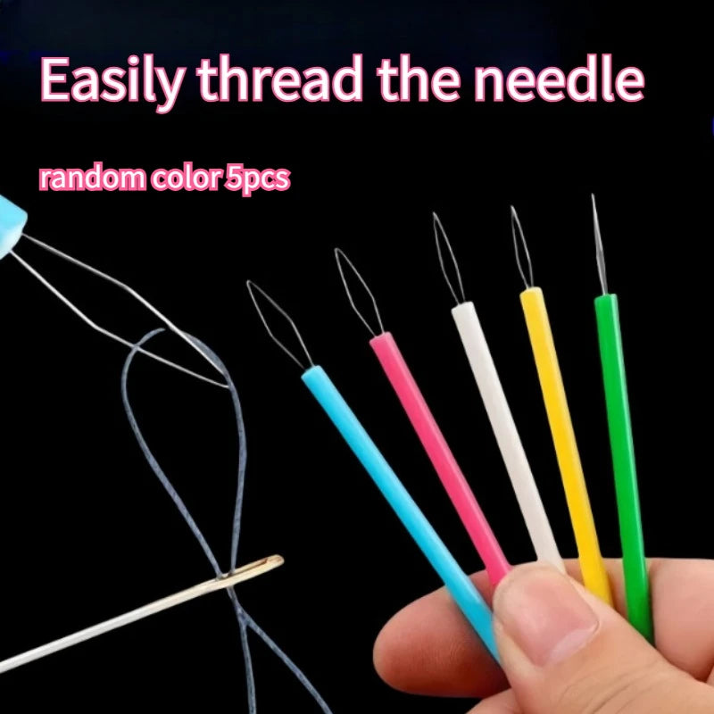 Colorful Plastic Needle Threader Cylindrical Threading Tool Sewing