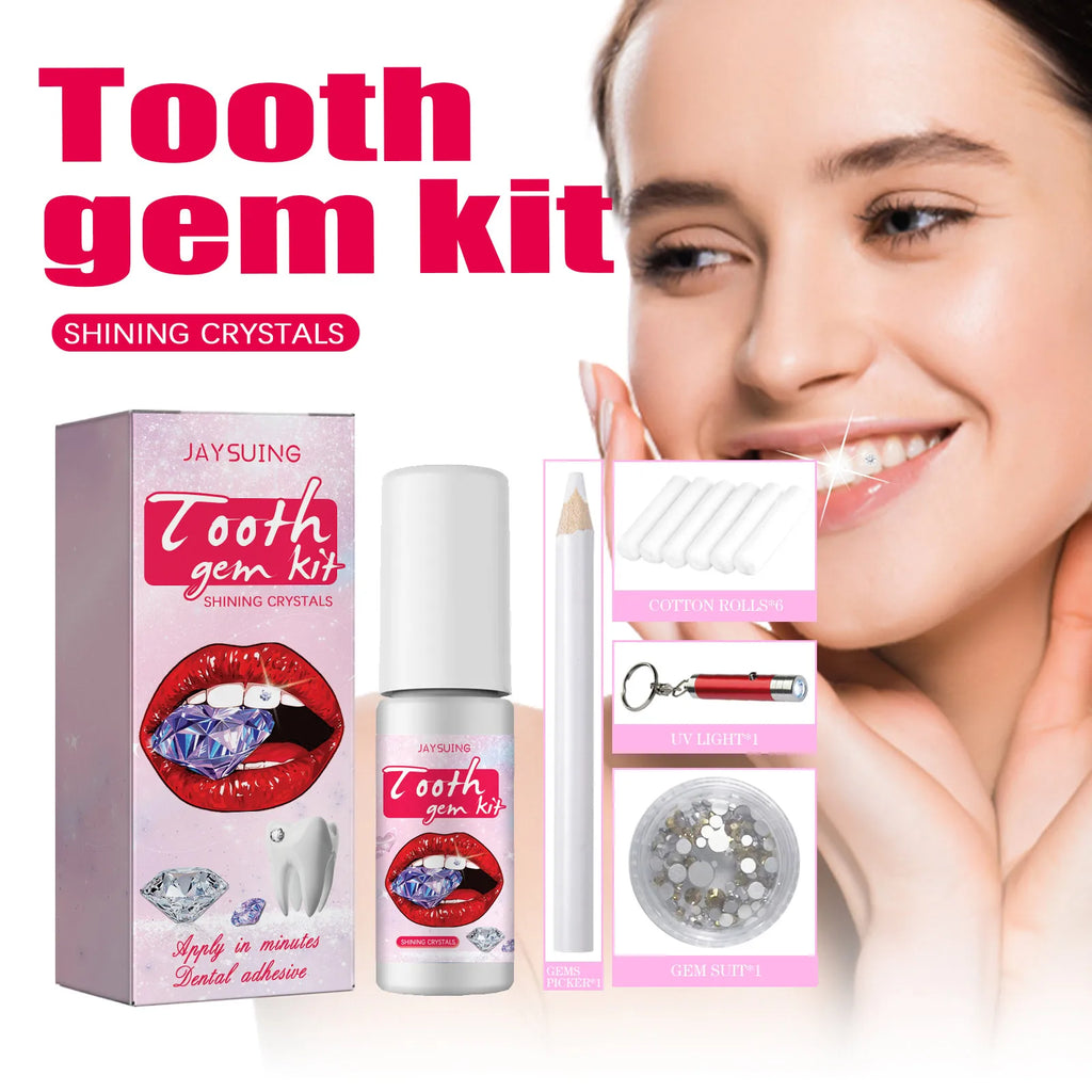 Tooth Gem Set White Rhinestone DIY Dental Jewelry Beautiful Easy To Remove Install Sturdy Gems With Curing Light And Glue Zpaxo
