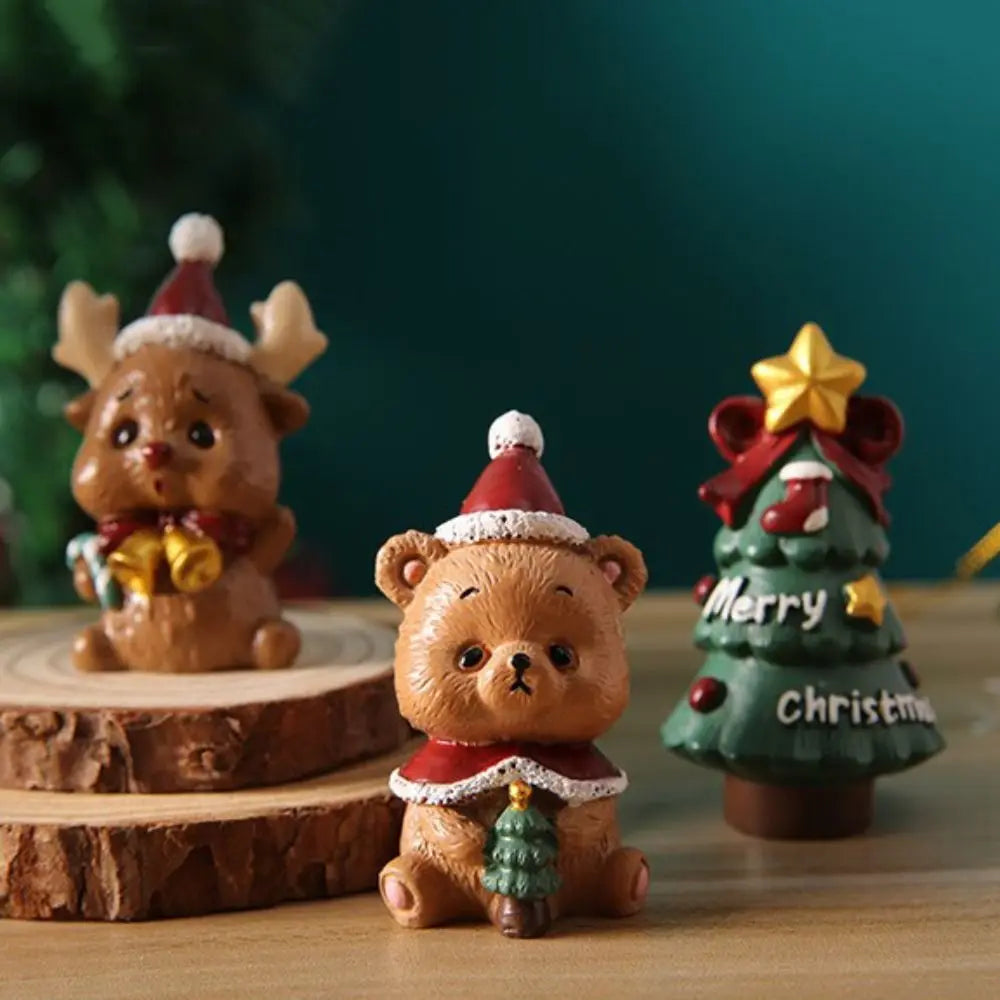 Santa Claus Snowman Landscape Ornaments Resin Miniatures Animal Zpaxo