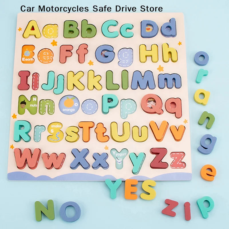 Kids Montessori Wooden English Letter Uppercase Lowercase Letters - Multicolor