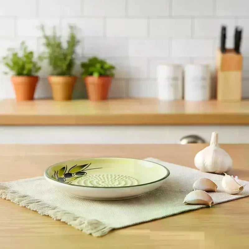 2-in-1 Ceramic Ginger Grater Round Plate Garlic Vegetable Fruit Zpaxo