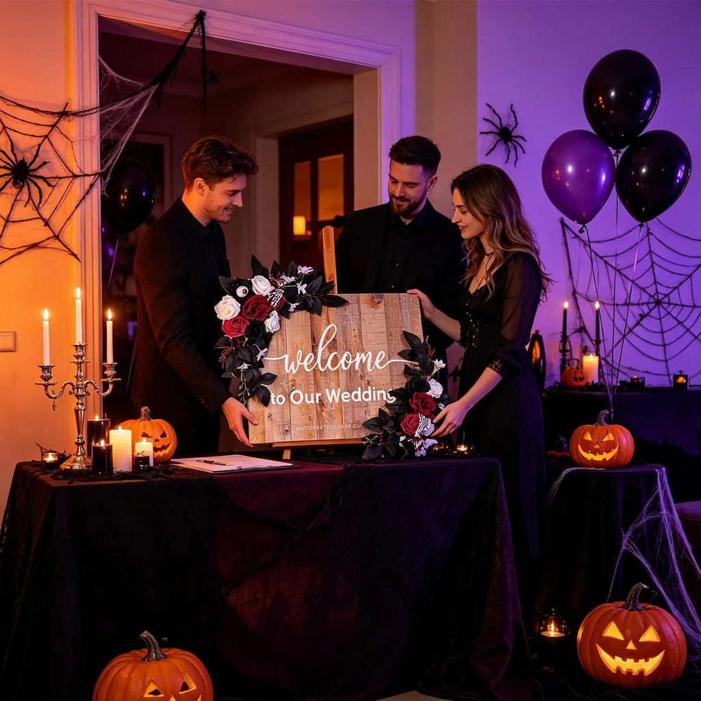 Halloween Fake Flowers Party Garland Skeleton Eyeballs Realistic
