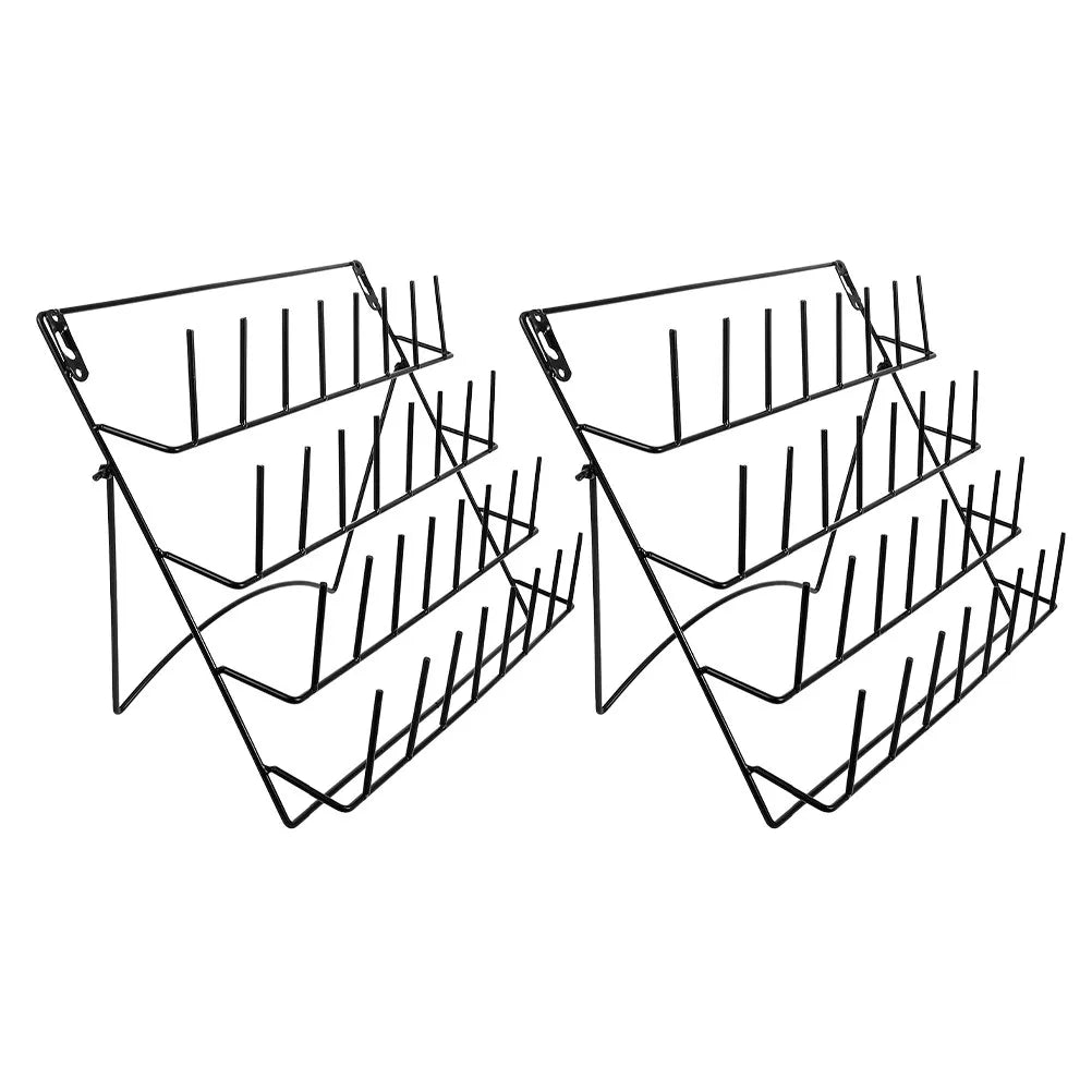 2Pcs Heavy Duty Wall Mounted Iron Display Rack for Glassware Bottles Ornaments Large Capacity Modern Stylish Space Saving