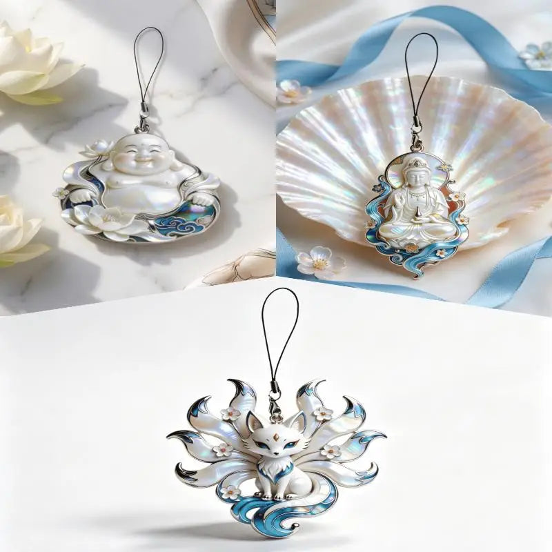 1 Nine-tailed Fox Enamel Pendant Necklace Phone Bag Charm Women Zpaxo 3pcs A8