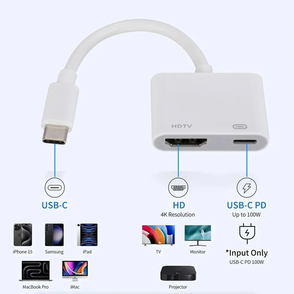 USB-C to HDMI Adapter 4K | iPhone 16 Pro to HDTV & Monitor HDMI Display Adapter Zpaxo
