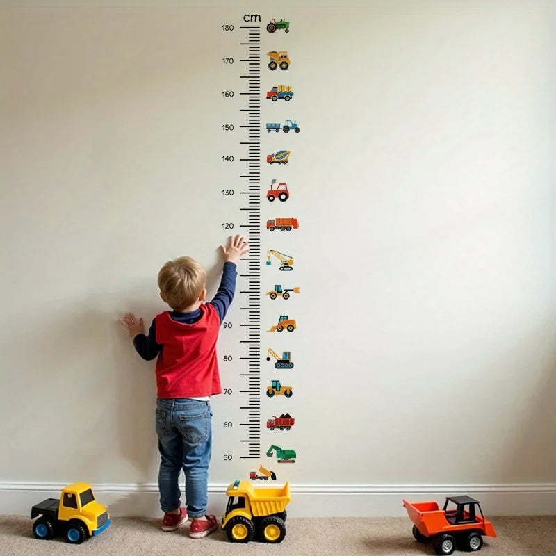 Cartoon Car Height Measurement Wall Stickers for Waterproof Removable PVC Kids Room Kindergarten Home Decoration Zpaxo