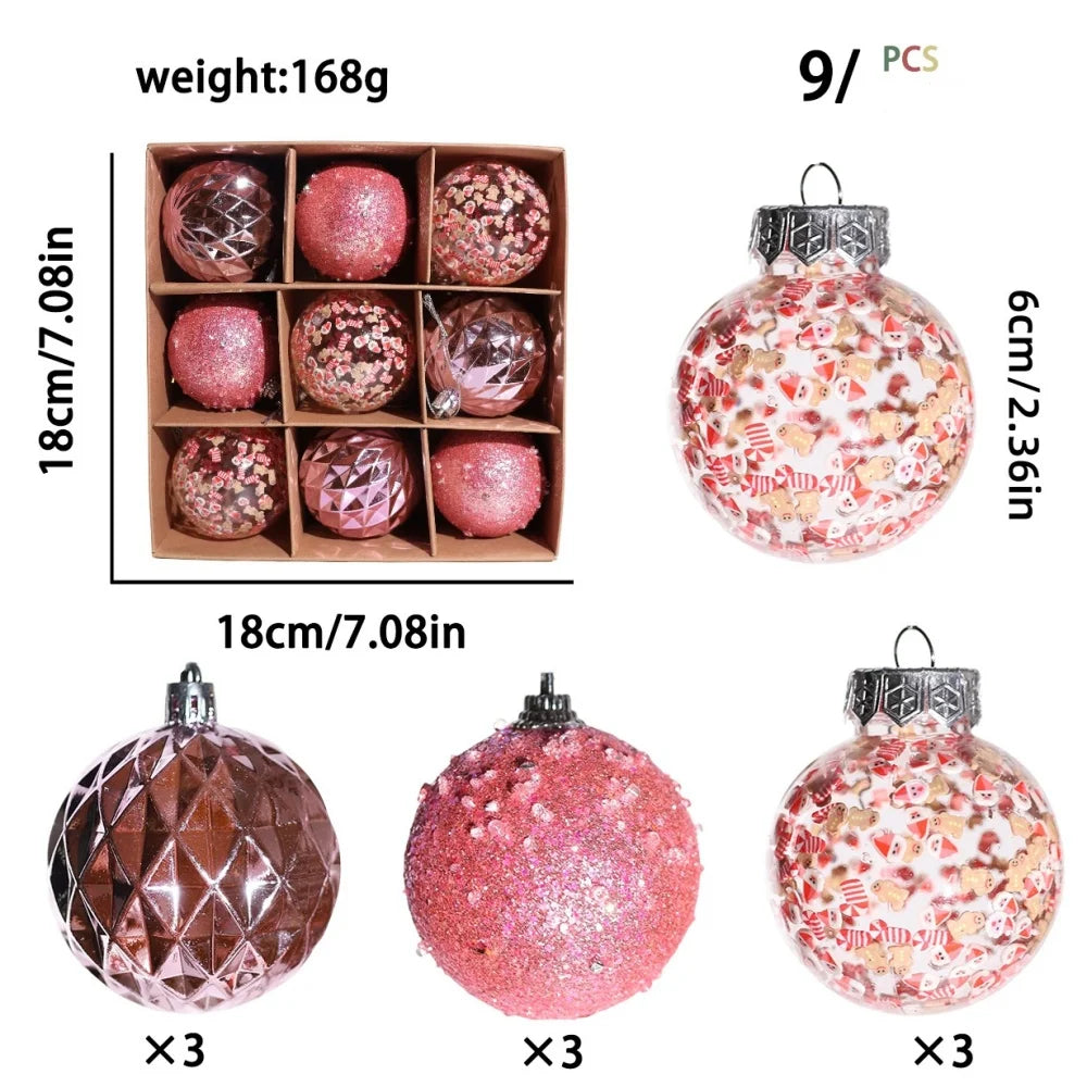 9-Pack DIY Painting Christmas Ball Ornaments – 6cm Xmas Decor Christmas Ball Ornaments Zpaxo Pink