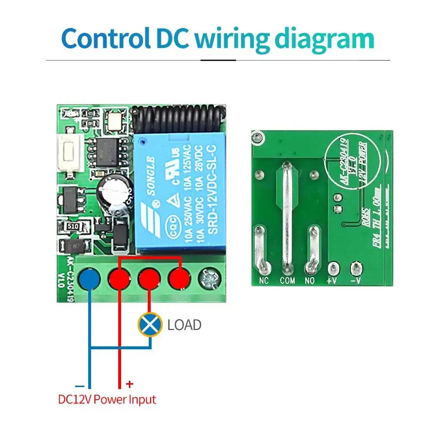 433Mhz Remote Control Wireless Switch DC 12V 1CH RF Universal 10A