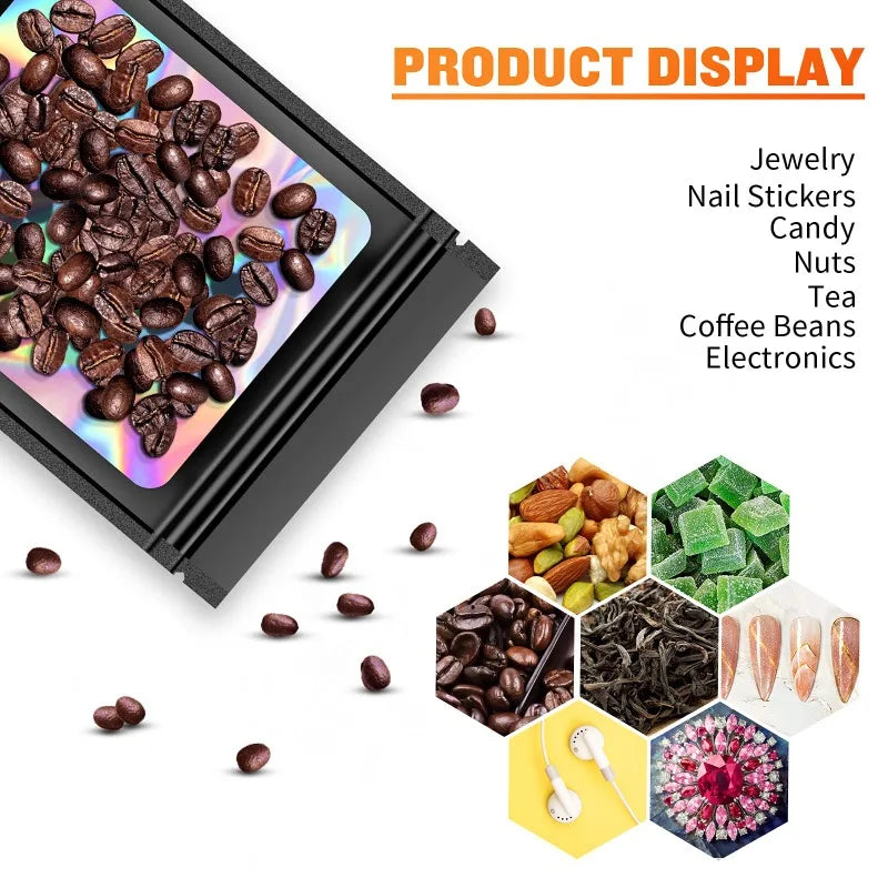 500Pcs Holographic Ziplock Bags Plastic Laser Iridescent Zip Bags for Manicure Eyelash Display Earrings Ring Jewelry Storage Bag Zpaxo