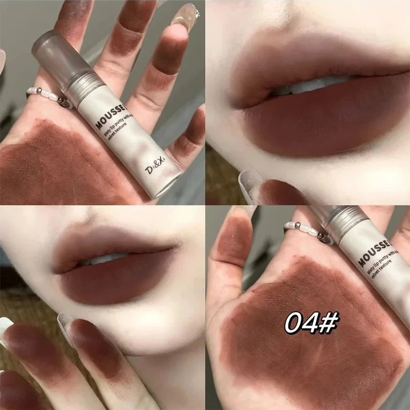 Gothic Black Matte Lipstick Waterproof Mousse Lip Mud Dark Brown Lipstick Nude Red Punk Silky Gloss Non-stick Lip Tint Makeup Zpaxo