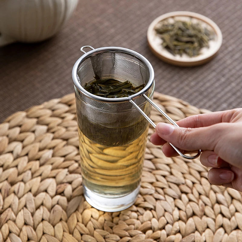Stainless Steel Tea Infuser Reusable Tea Leak Filter Teapot Strainer Single Ear Shape Coffee Herb Spice Diffuser With Handle Zpaxo Silver