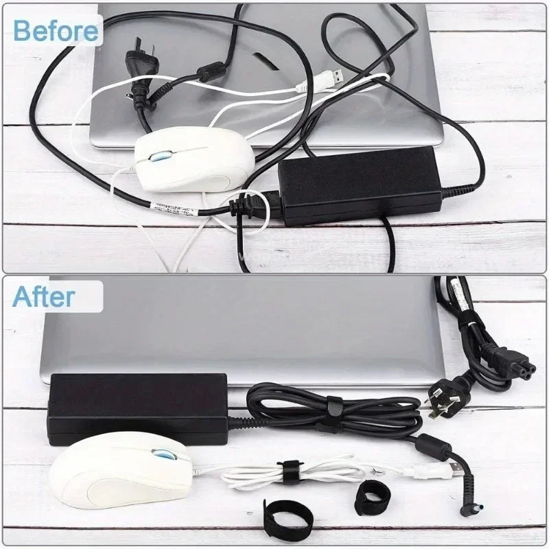 100PCS Releasable Cable Organizer Durable Black Cable Tie Mouse Earphones Wire Management Nylon Cable Ties Reusable Zpaxo