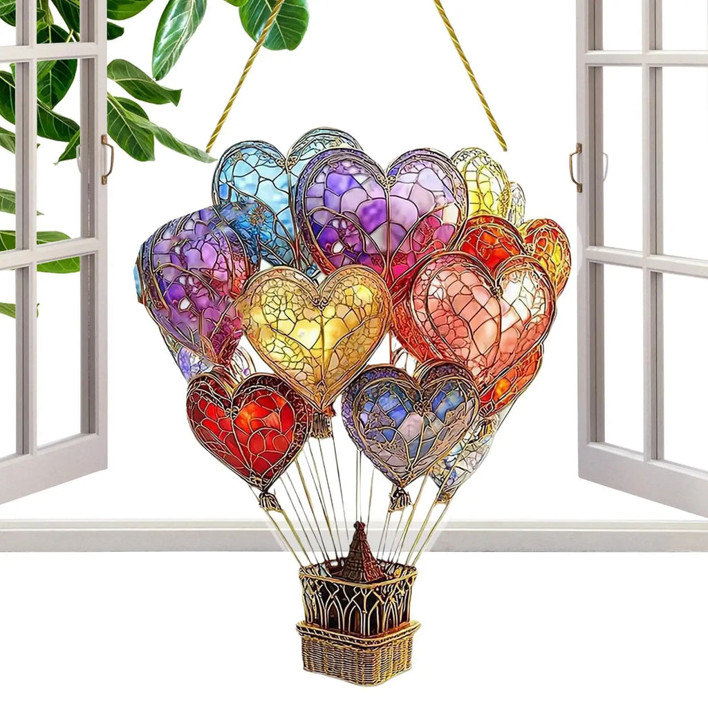 Acrylic flat Pendant Love Balloon Hot Air Balloon Lantern Valentine's Day Decoration For Home Lawn Garden Porch Yard Ornaments Zpaxo