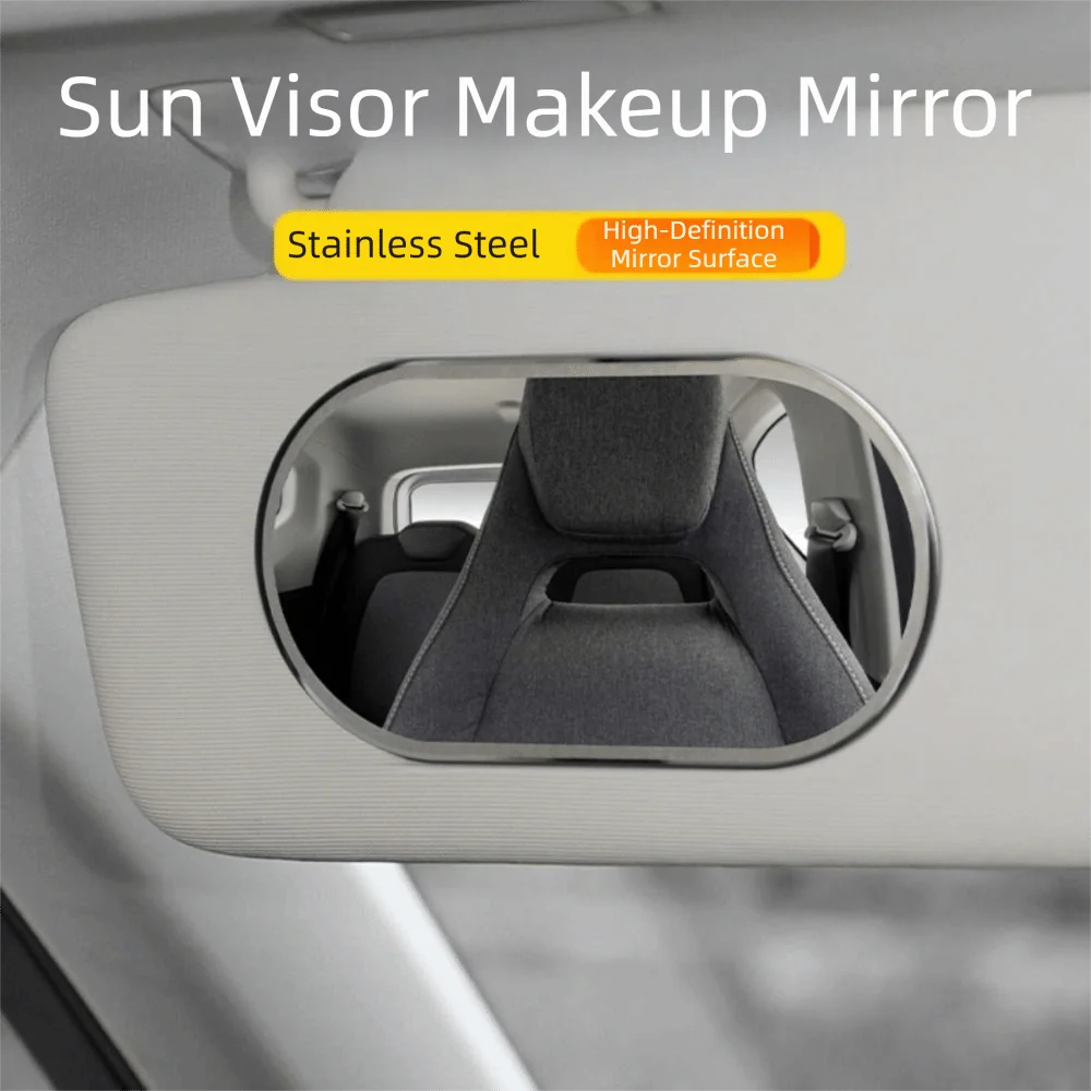 Stainless Steel Car Makeup Mirror Portable HD Mirrors Interior Zpaxo