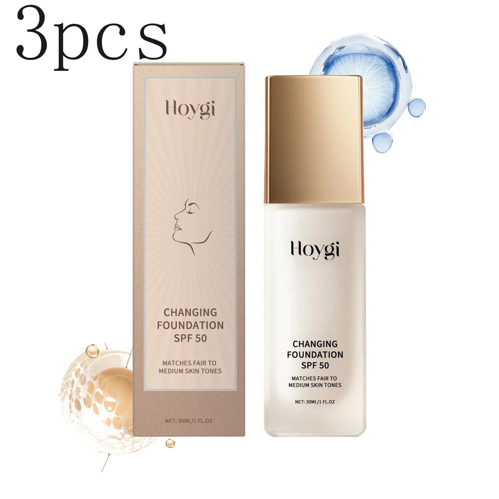 Hoygi Concealing Foundation – Matte, Lightweight & Moisturizing Liquid Foundation Zpaxo 30mlx3pcs
