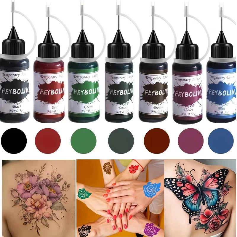Temporary Tattoo Juice Paste with Templates,Temporary Henna Tattoo Ink Gel For Body Art Painting Cream,DIY Pigment Professional Zpaxo