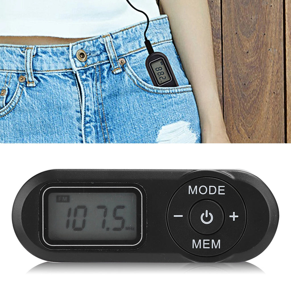 DSP Mini Portable LCD Digital FM Radio Music Player Black Earphone