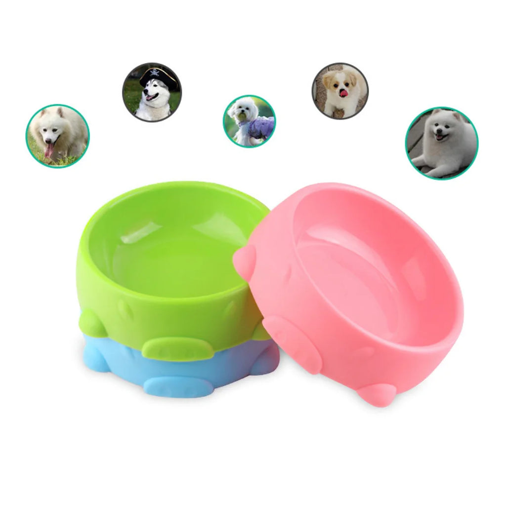 Dog Bowls Food Water Pet Dish Non-slip Base Cute Candy Plastic Feeder