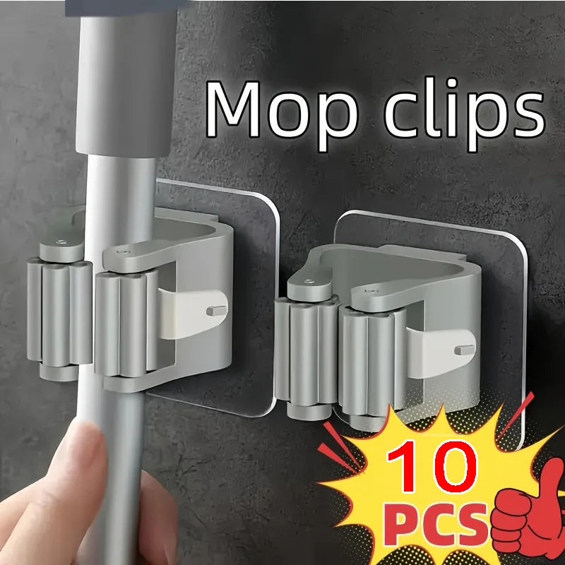 4PCS Wall Mounted Mop Organizer Holder Wall-Mounted Waterproof Mop Storage Rack Broom Hanger Hooks Household Tools Zpaxo