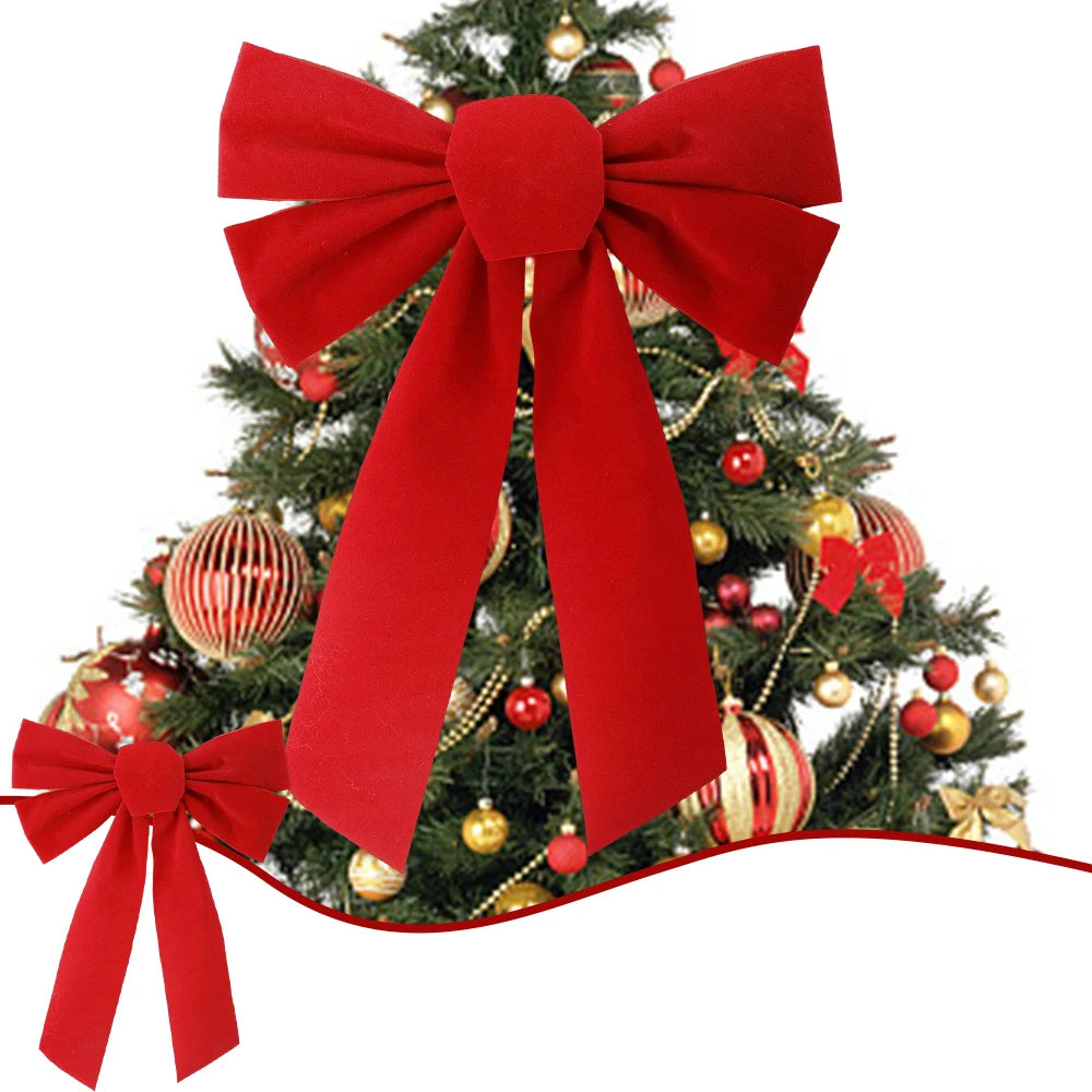 Large Red Velvet Christmas Bow – Tree Topper & Door Wreath Decor