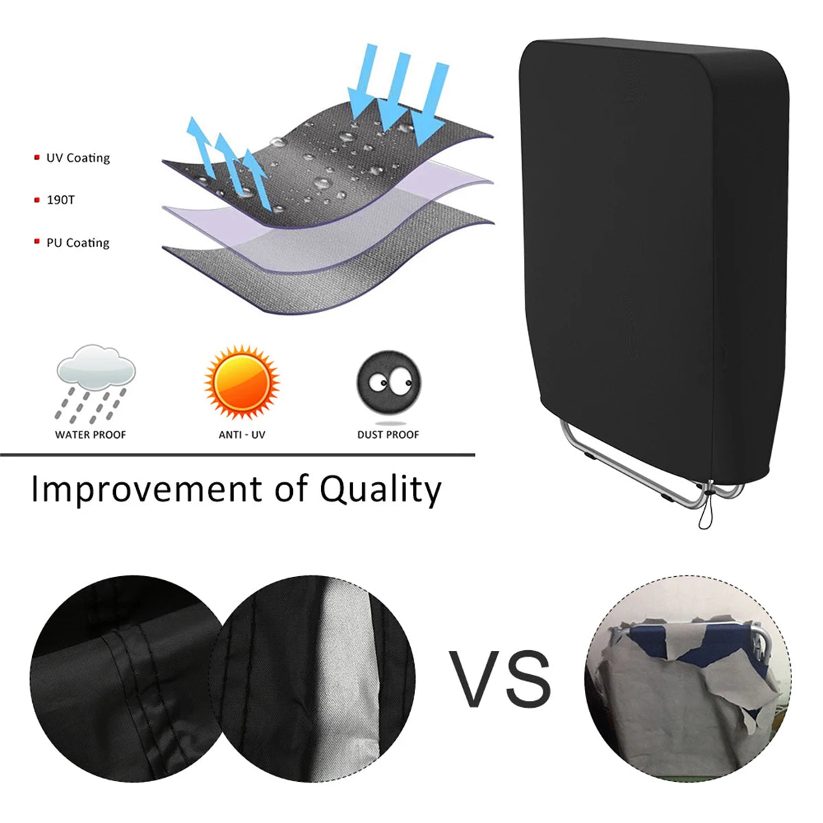 1/2PC Folding Reclining Chair Cover Dustproof Garden Reclining Covers Waterproof Prevent Sunburn Lounger Cover with Storage Bag Zpaxo