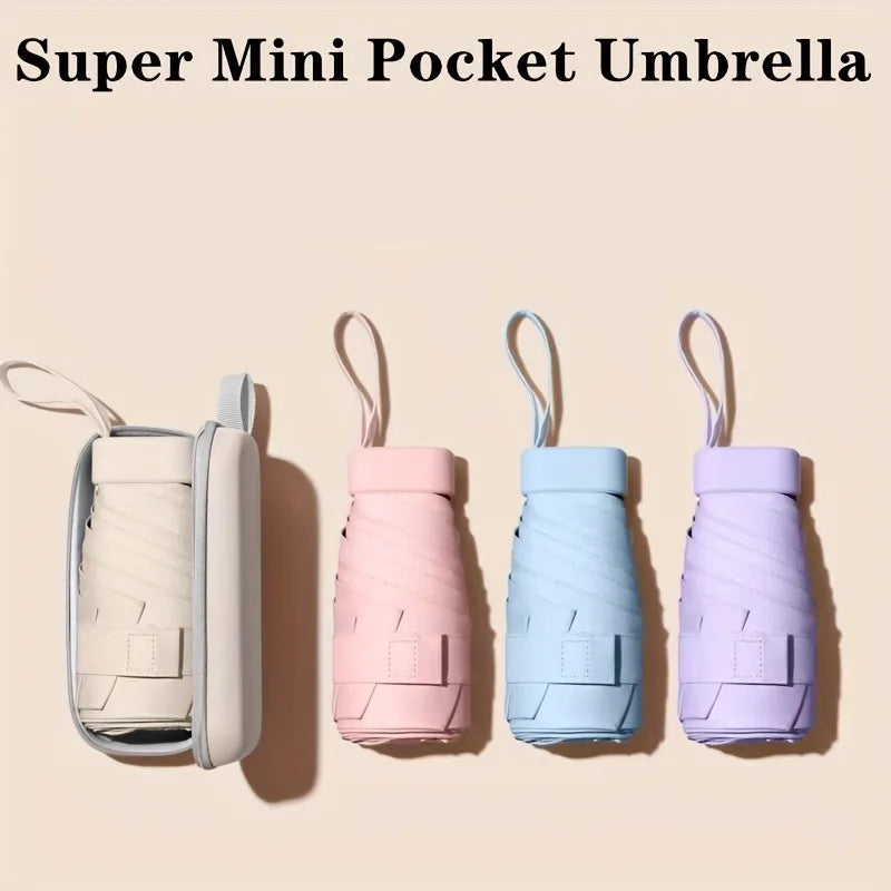 6-Fold Portable Mini Folding Umbrella Multi-color Nylon Sun Rain
