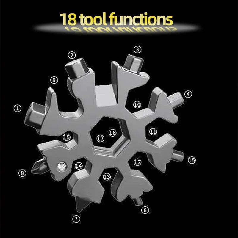 Multi-Functional Snowflake Wrench Tool Steel Octagonal Inner Hexagonal Lightweight Portable 18-in-1 Mini Universal Wrench Zpaxo