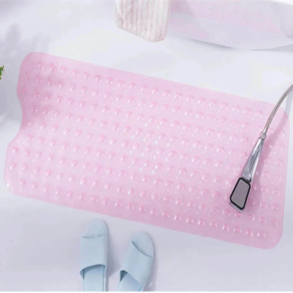 40x100cm Non-Slip Bath Mat with Suction Cups – Kids & Elderly Safe Anti-Slip Bath Mat Zpaxo Transparent Pink