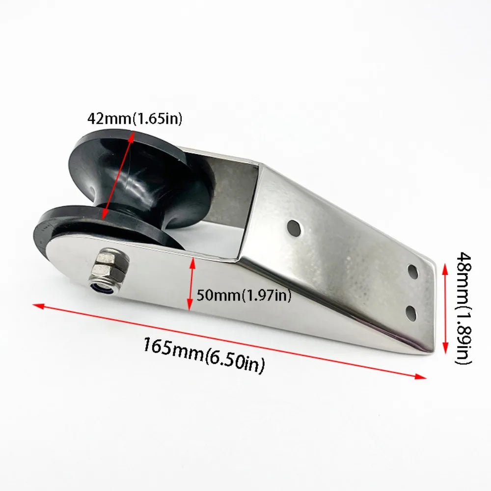 Stainless Steel 316 Roller Bracket Rubber Wheel Heavy Duty Boat Bow Zpaxo 165mm-6.50in