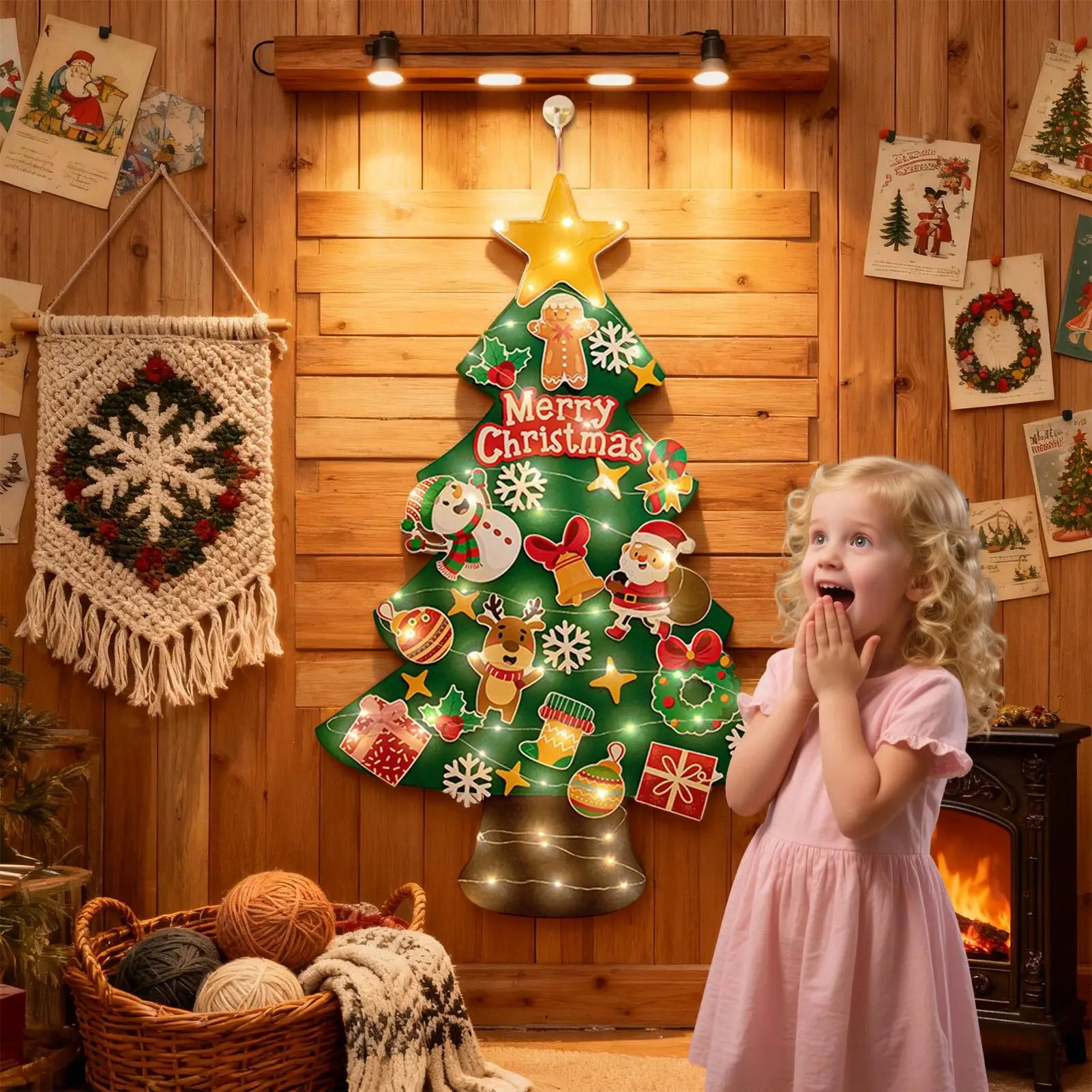 Toddler Felt Christmas Tree 9 8ft Light String LED Pendant Wall