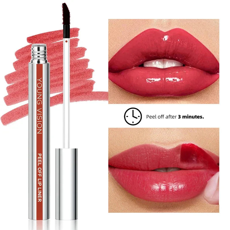 Tear-Off Lip Liner Peel-Off Lip Liner Matte Smudge-Free Hook & Loop Lip Pencil Makeup Pencil 3 Color Zpaxo