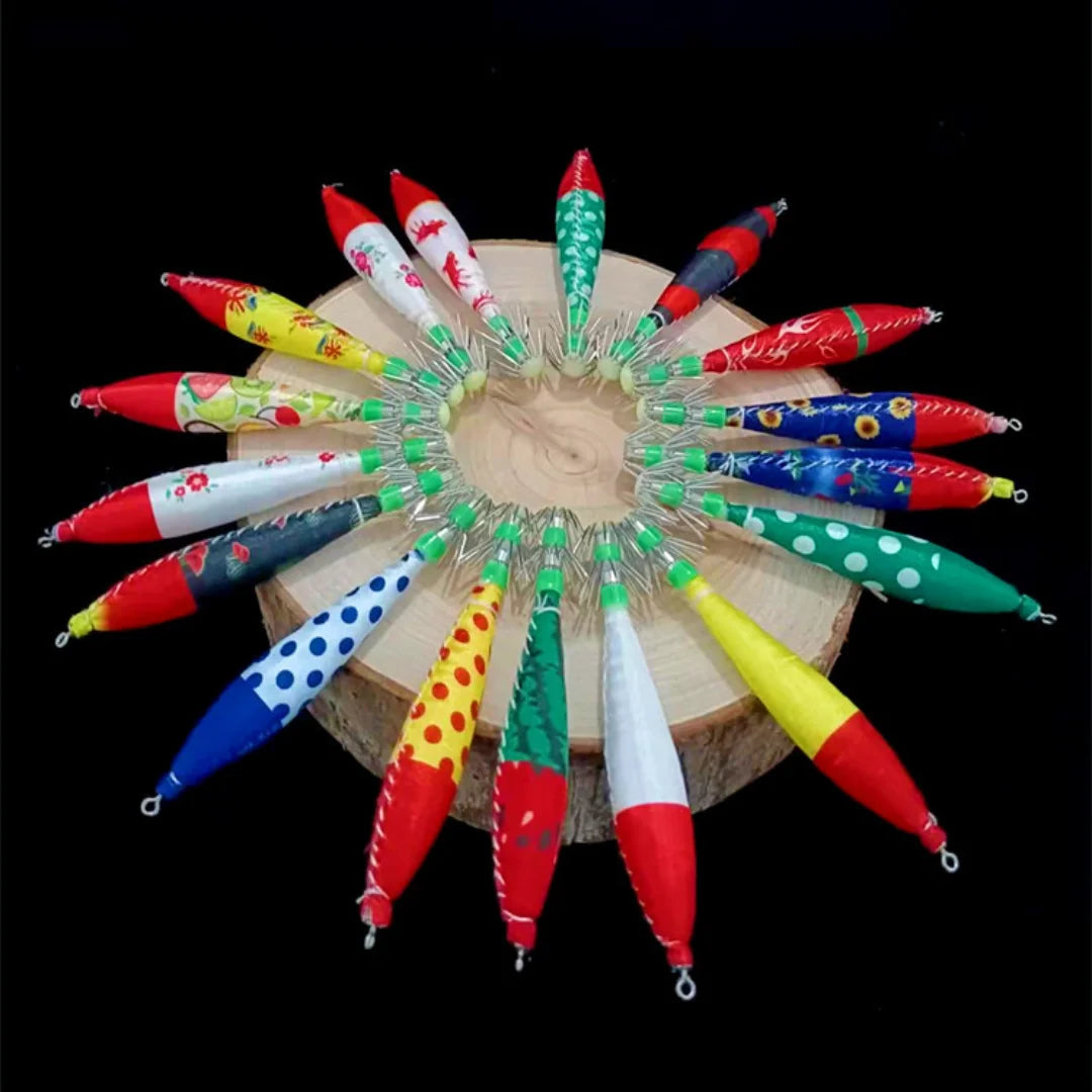 5-Pack Luminous Squid Jig Lures Size 4.0 – Multi-Color Octopus Hooks
