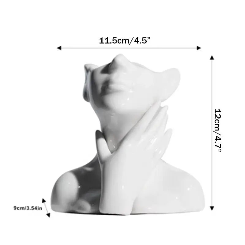 White Art Face Vase – Creative Desktop Ornament & Home Decor