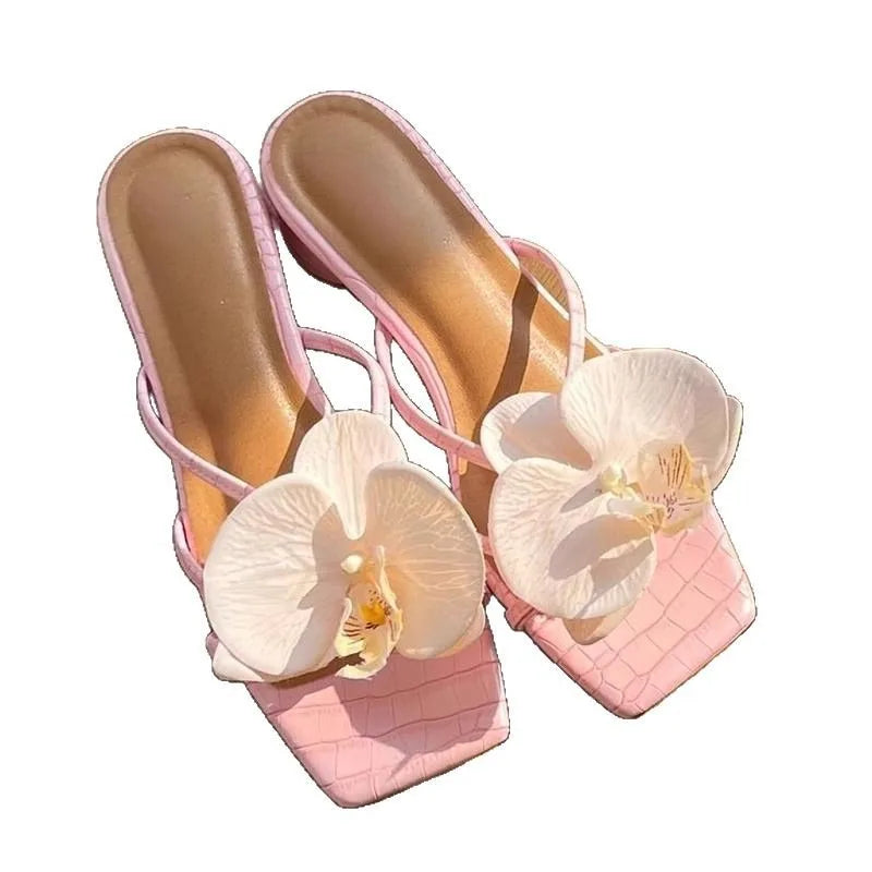 Sandals Decorations Flower Shoe Accessories Vacation Style Removable Butterfly Orchid Shoes Charms DIY Shoe Buckle Clogs Buckle Zpaxo