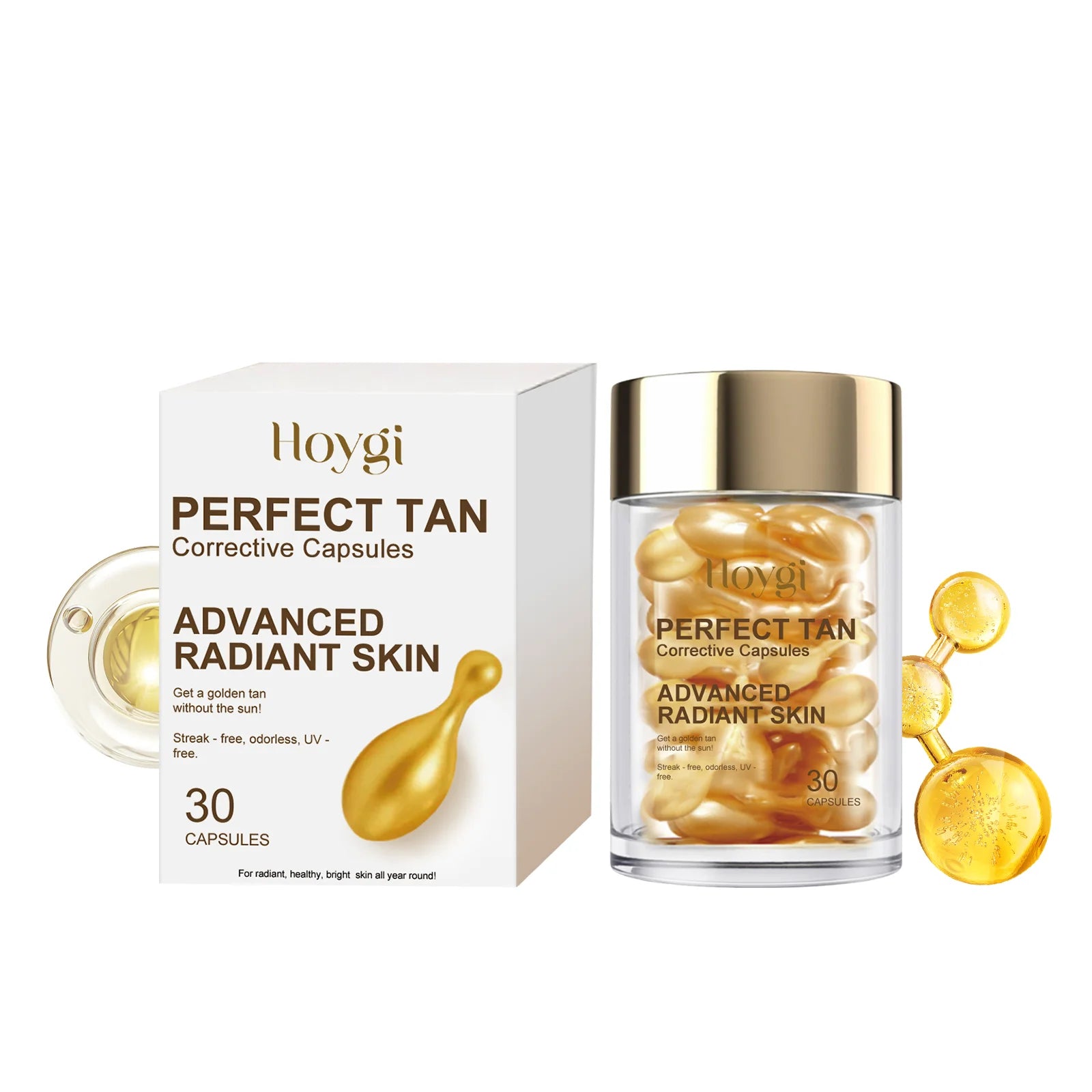Hoygi Portable Tanning Capsules – Sunless Self-Tanning Serum 30ct Self-Tanning Serum Zpaxo 30 capsules