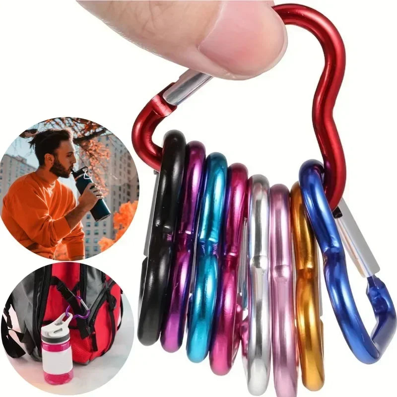 10- Heart Shaped Carabiner Aluminum Alloy Clip Backpack Water Bottle
