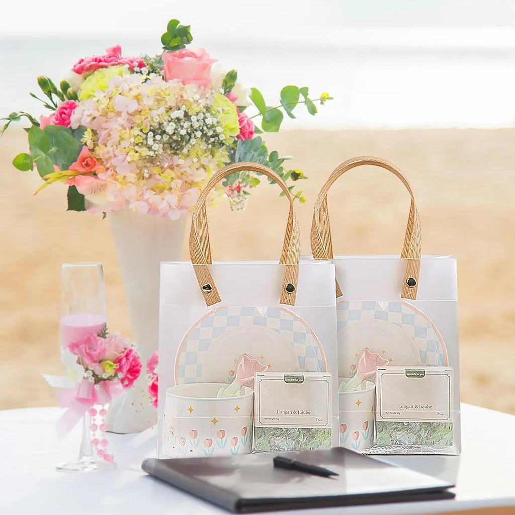 20-Pack Frosted PVC Tote Gift Bags – Birthday, Holiday & Party