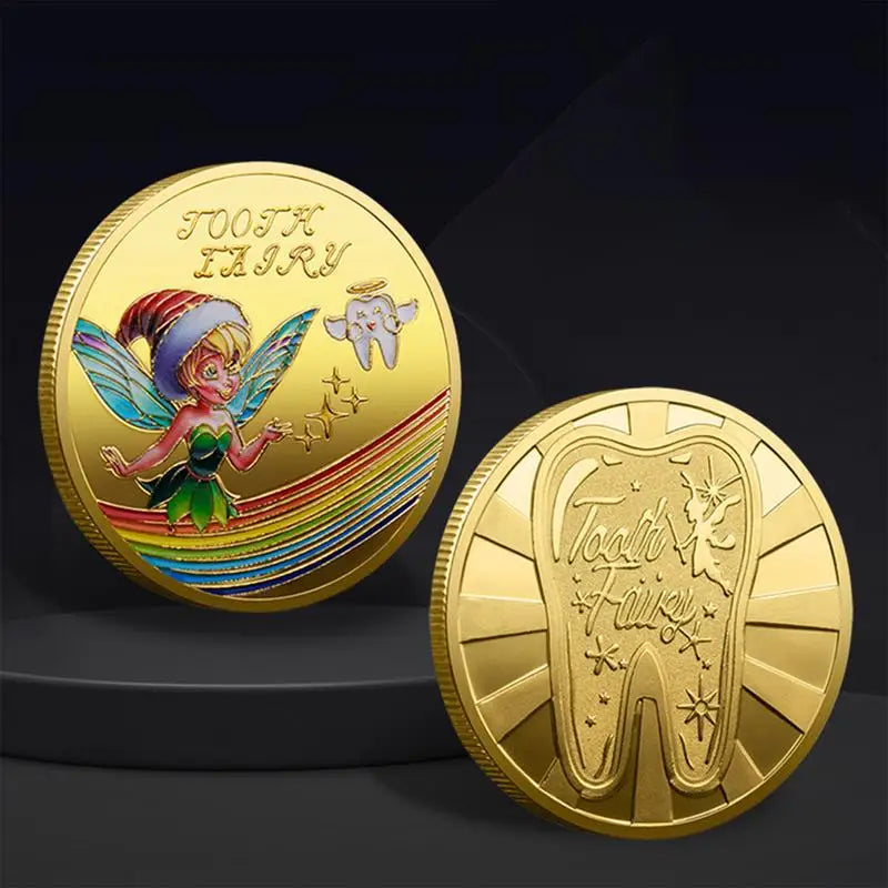 Tooth Fairy Gold Plated Commemorative Coin Creative Kids Tooth Change Gifts Physical Metal Coin Crypto Commemorative Coin Zpaxo
