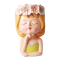 Face Planter Pot – Resin Girl Bust Flower Vase & Decor Statue Decorative Planter Zpaxo Style G
