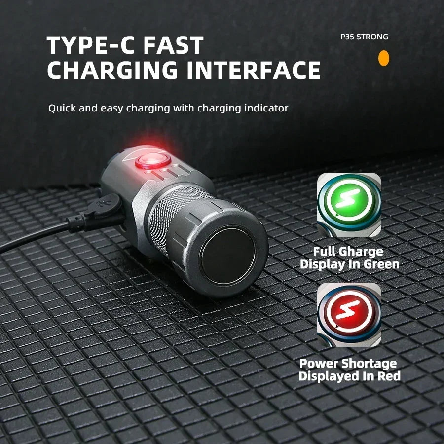 2000LM Compact LED Flashlight – Clip Cap, USB-C, 5 Modes