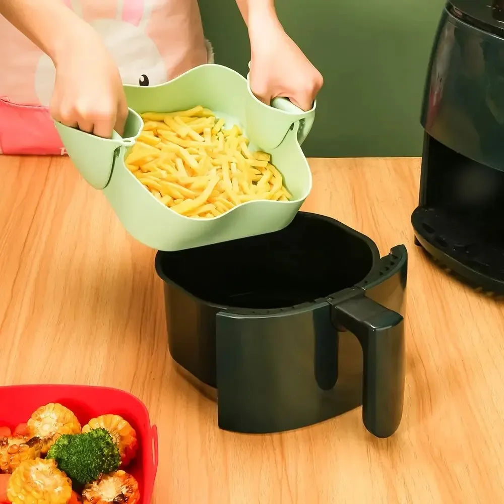 Silicone Air Fryer Baking Pan Square Reusable High Temperature Resistant Silicone Liner Insulation Mat Oven Baking Zpaxo