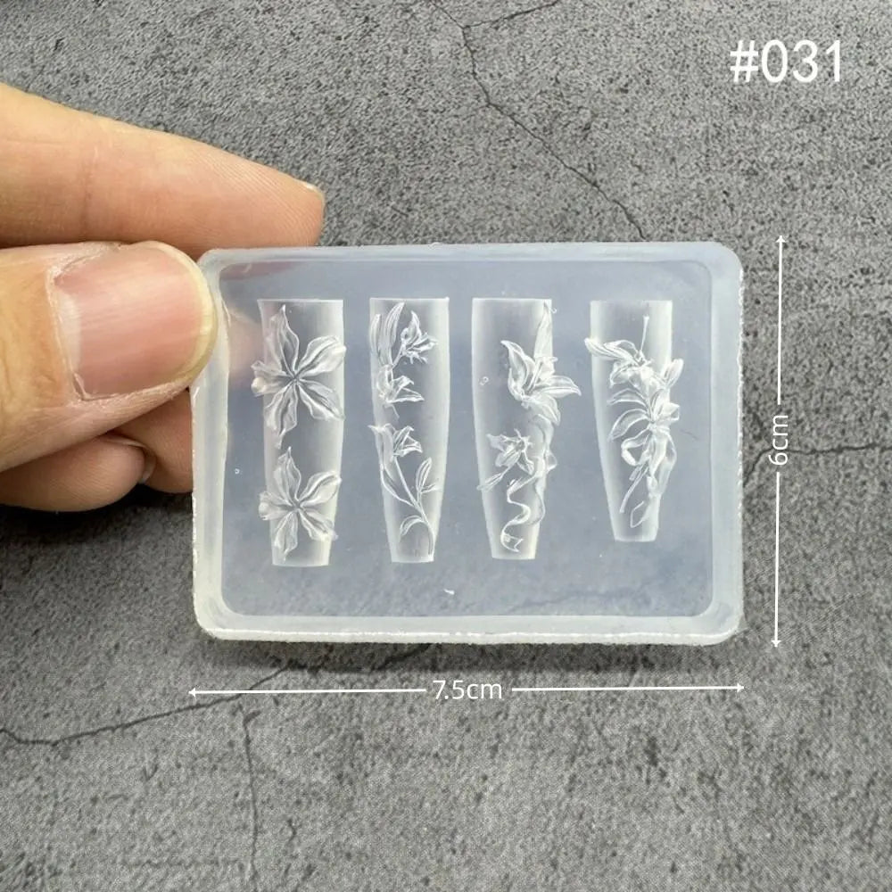 Transparent Nailart Mold 3D Carving Rose Flower Silicone Template Box Zpaxo
