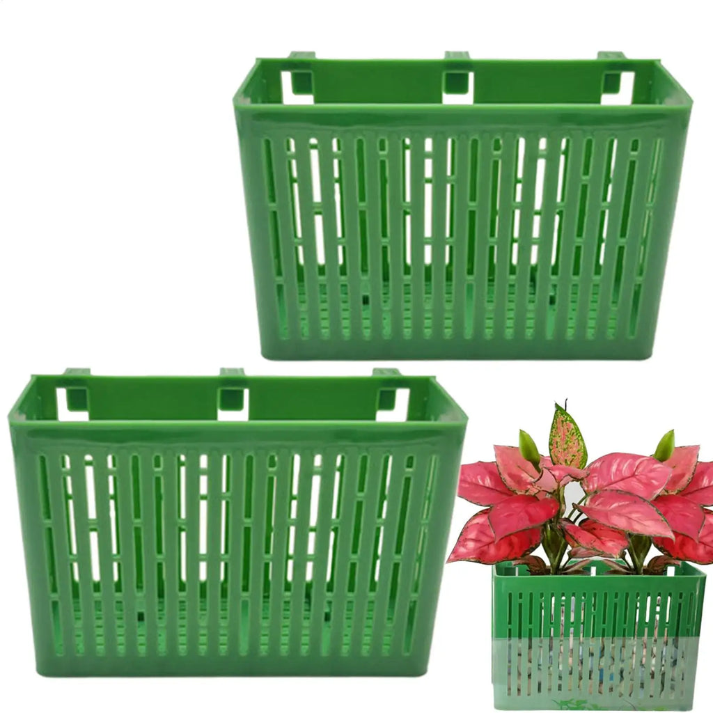 Aquarium Plant Stand Adsorbable Hydroponic Plant Storage Plastic Aquarium Square Hollow Storage Basket Fish Tank Decorations Zpaxo