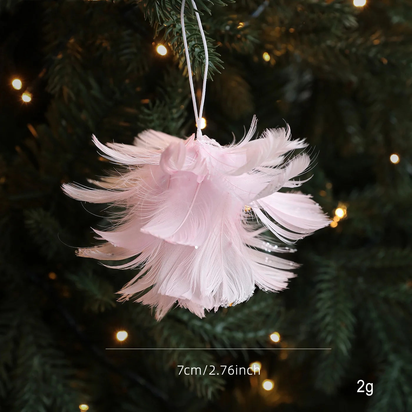 Pink White Feather Petal Glitter Christmas Foam Ball Ornament Christmas Ornament Zpaxo Pink
