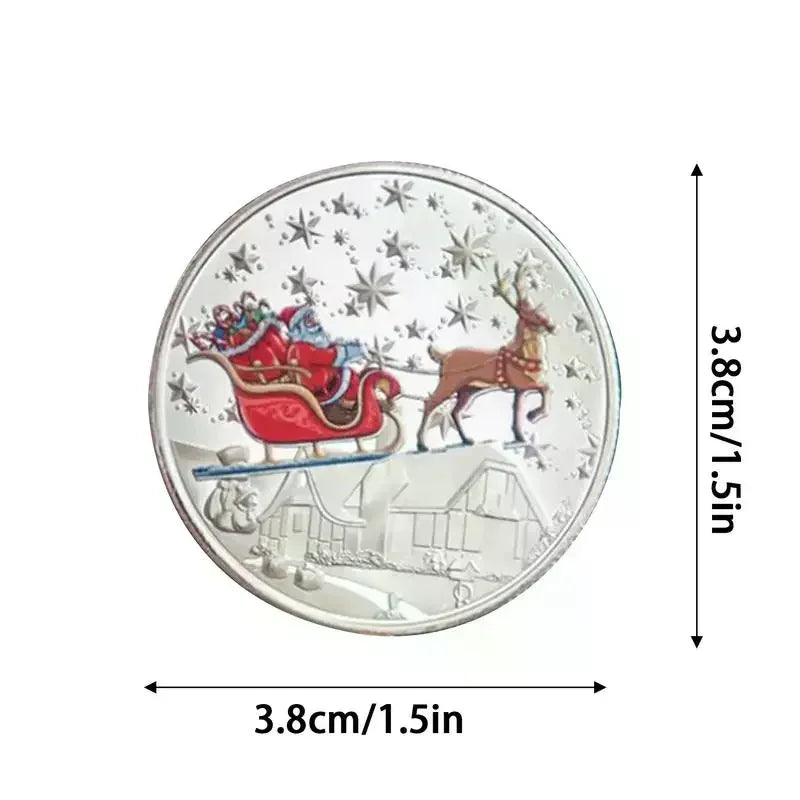 Christmas Souvenirs Merry Christmas Plated Gold Coin Santa Claus Colorful Star Snow Collectible Coins 1PCS Zpaxo