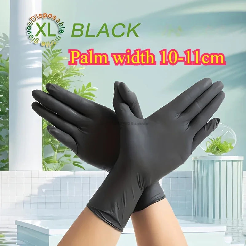 Kitchen Gloves Disposable Nitrile Latex Gloves Black Washing Tableware Housework Car Industry Gardening Pet Care Cooking Tools Zpaxo Black- XL-24x12cm 30PCS (15 pairs)