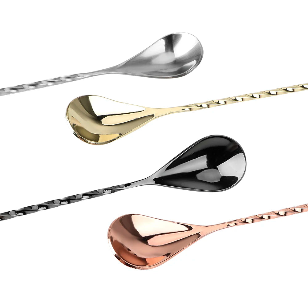 Mixing Cocktail Spoon 30 Bar Teadrop Stir Spiral Pattern Stainless