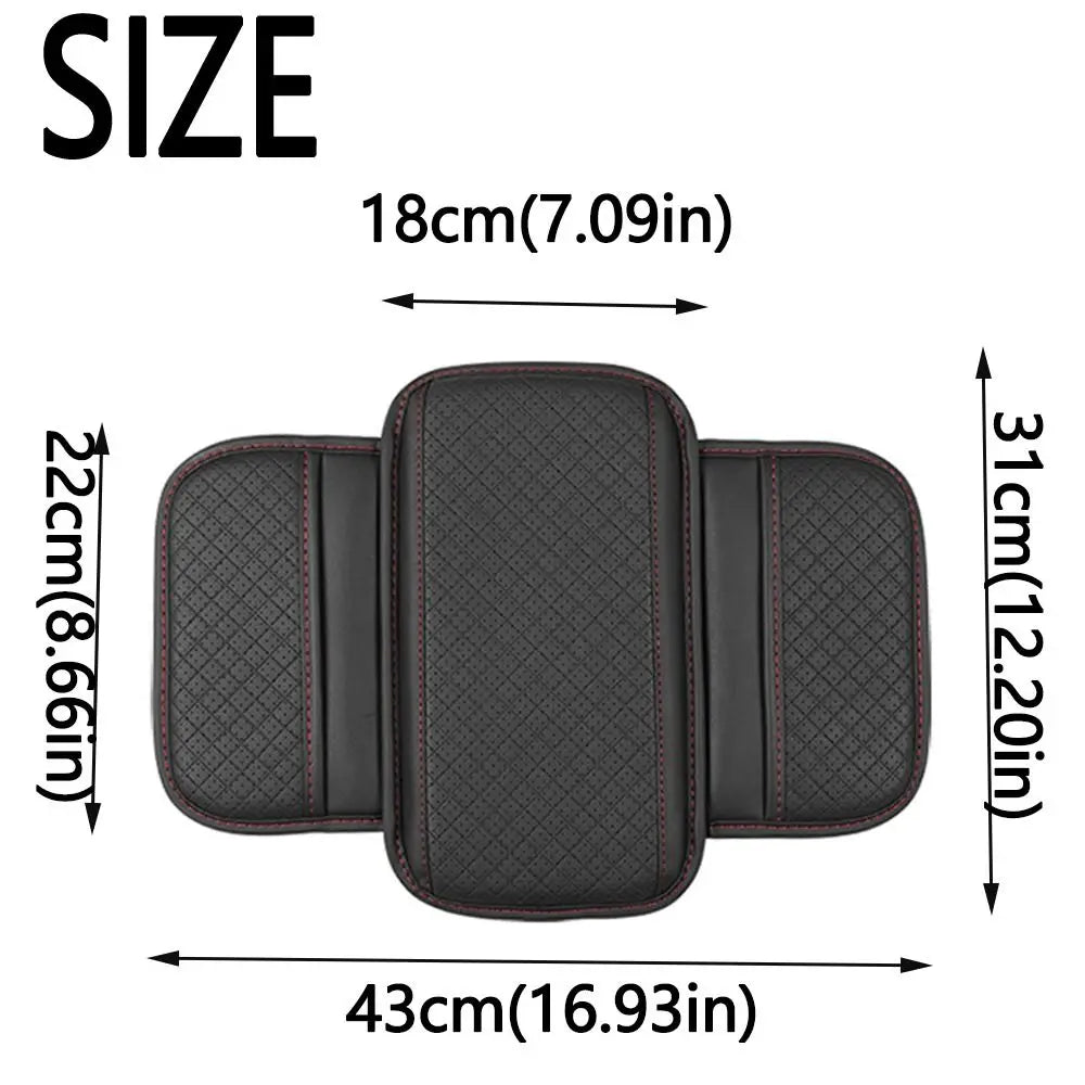 Universal Auto Armrest Pad PU Leather Anti Slip Center Console Cushion Waterproof with Storage Pocket Arm Rest Protector Mat Zpaxo